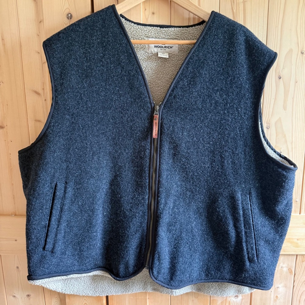 Woolrich Men's 2XL Sherba Zip-Up Gray Wool & Nylon Vest